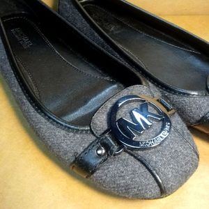 Michael Kors Womens Fulton Loafer Gray Tweed/Leather Ballet Flats Shoes 6.5M